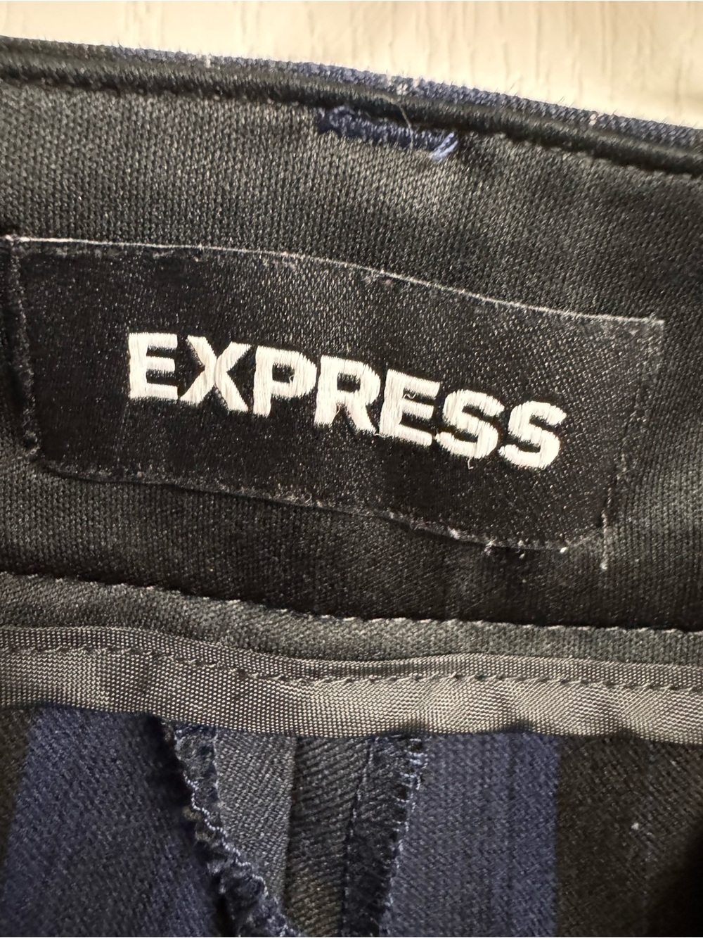Express Editor Barely Boot Low Rise Pants, size 12 Regular, Blue and Black Plaid - Picture 5 of 11